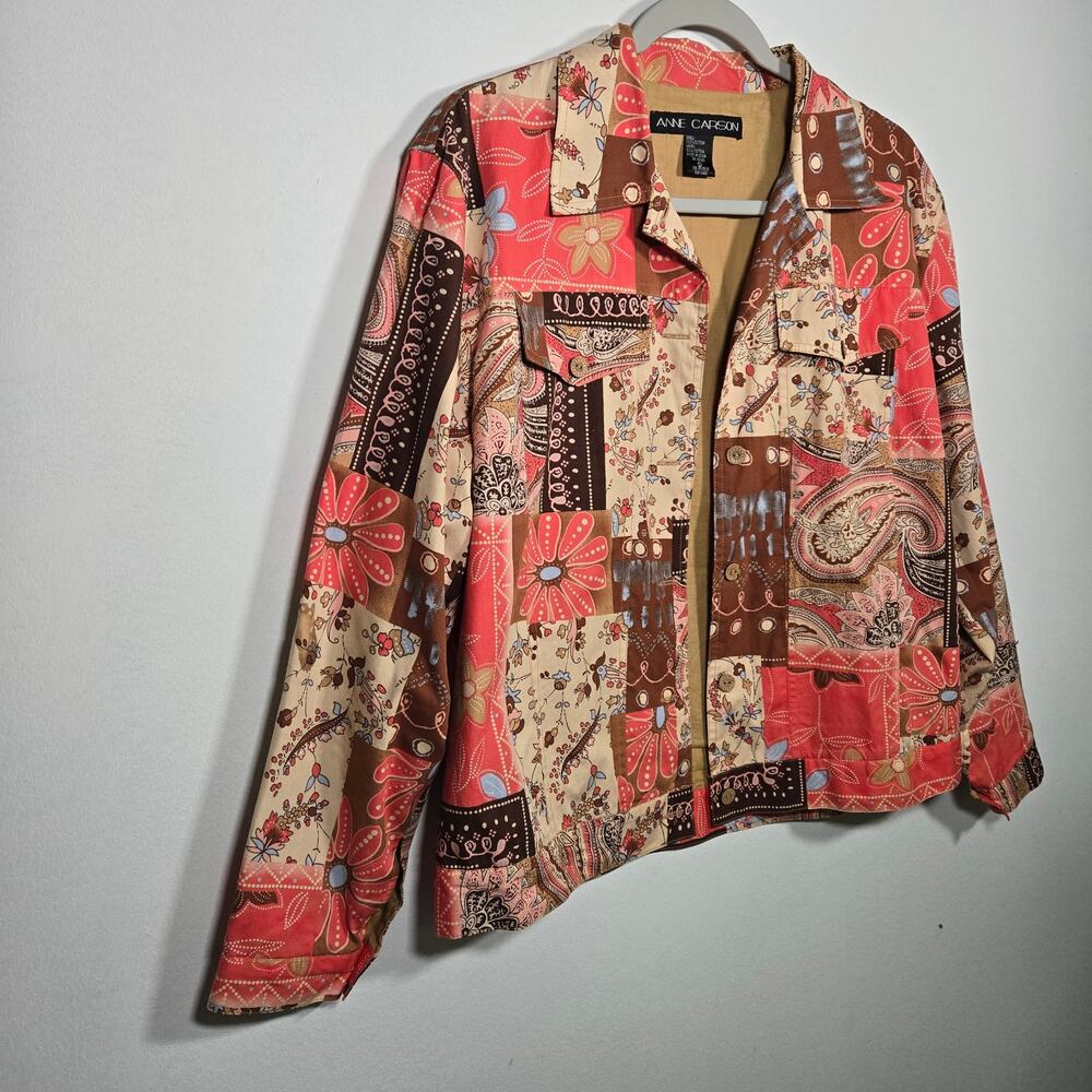 Anne Carson Patchwork Shacket. Large - Picture 3 of 10